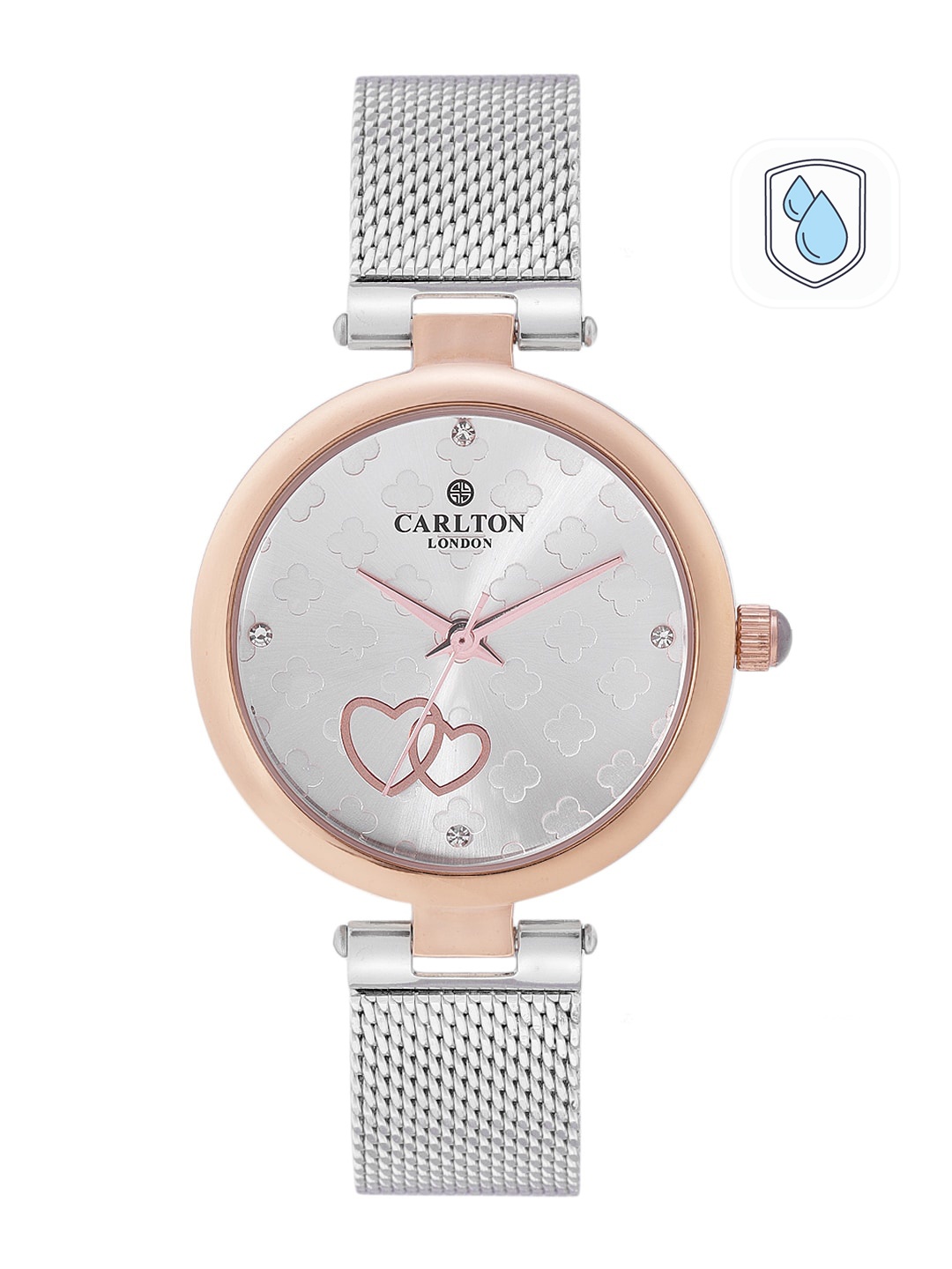 

Carlton London Women Silver-Toned Floral Textured Analogue Watch CL020RSIS