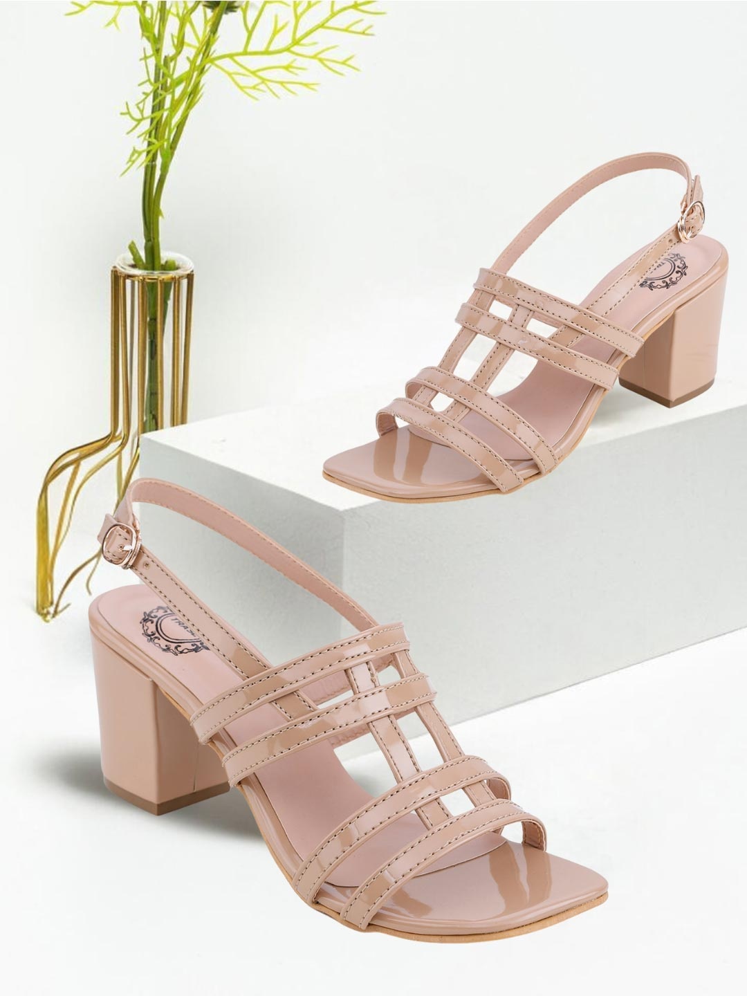 

TRASE Women Beige Solid Strappy Heels