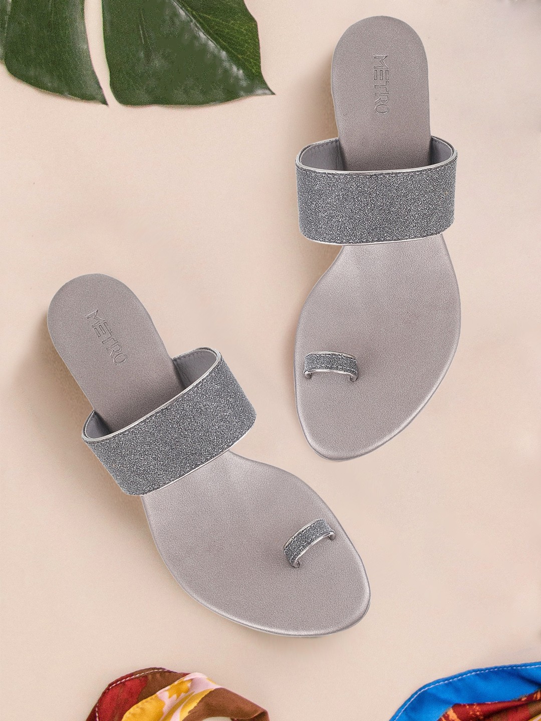 

Metro Women Grey Embellished Block Heels