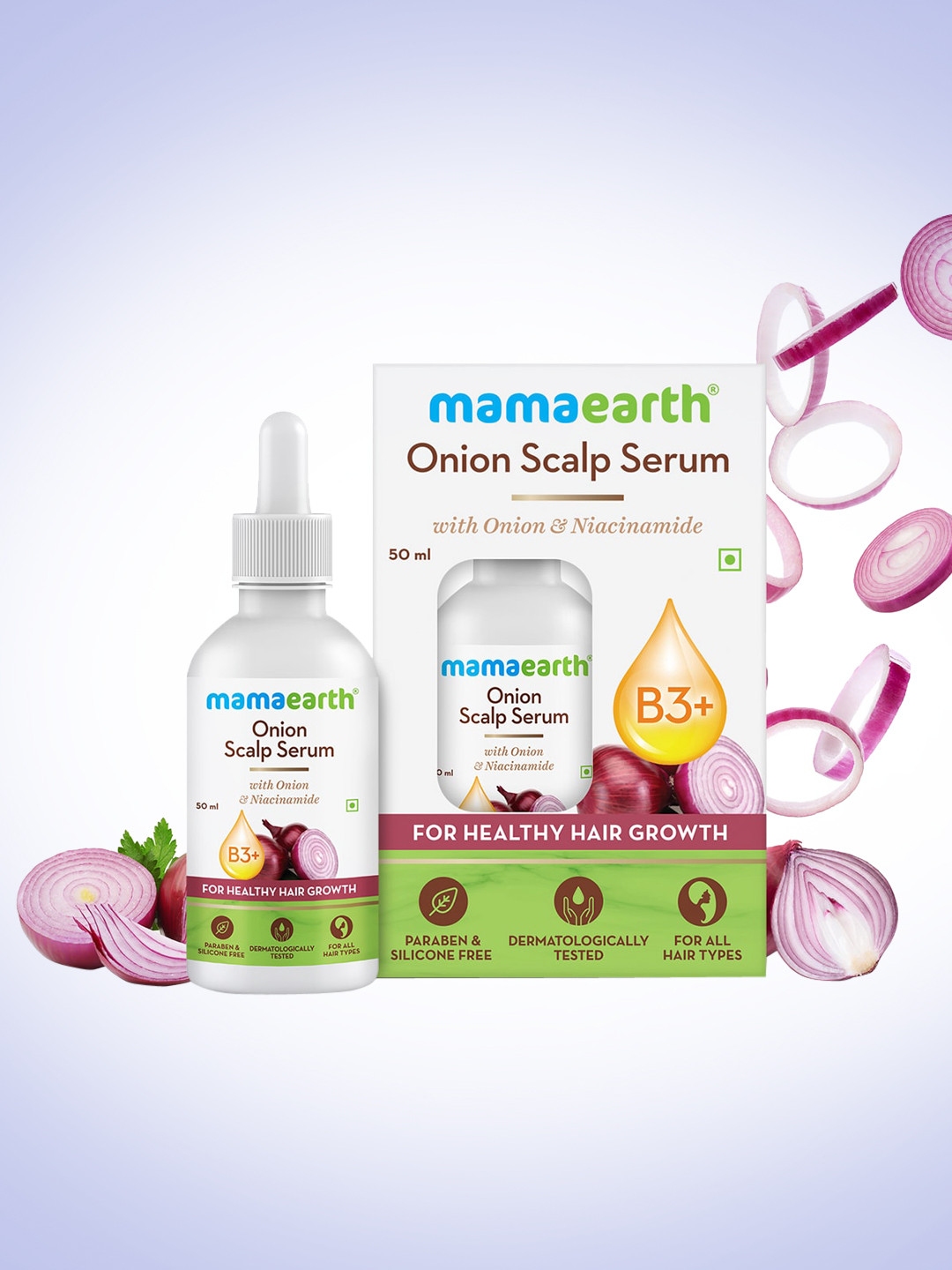 

Mamaearth Onion Scalp Serum with Onion & Niacinamide for Healthy Hair Growth 50 ml, White