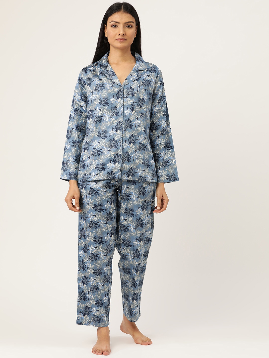 

Hancock Women Blue & Grey Printed Night suit