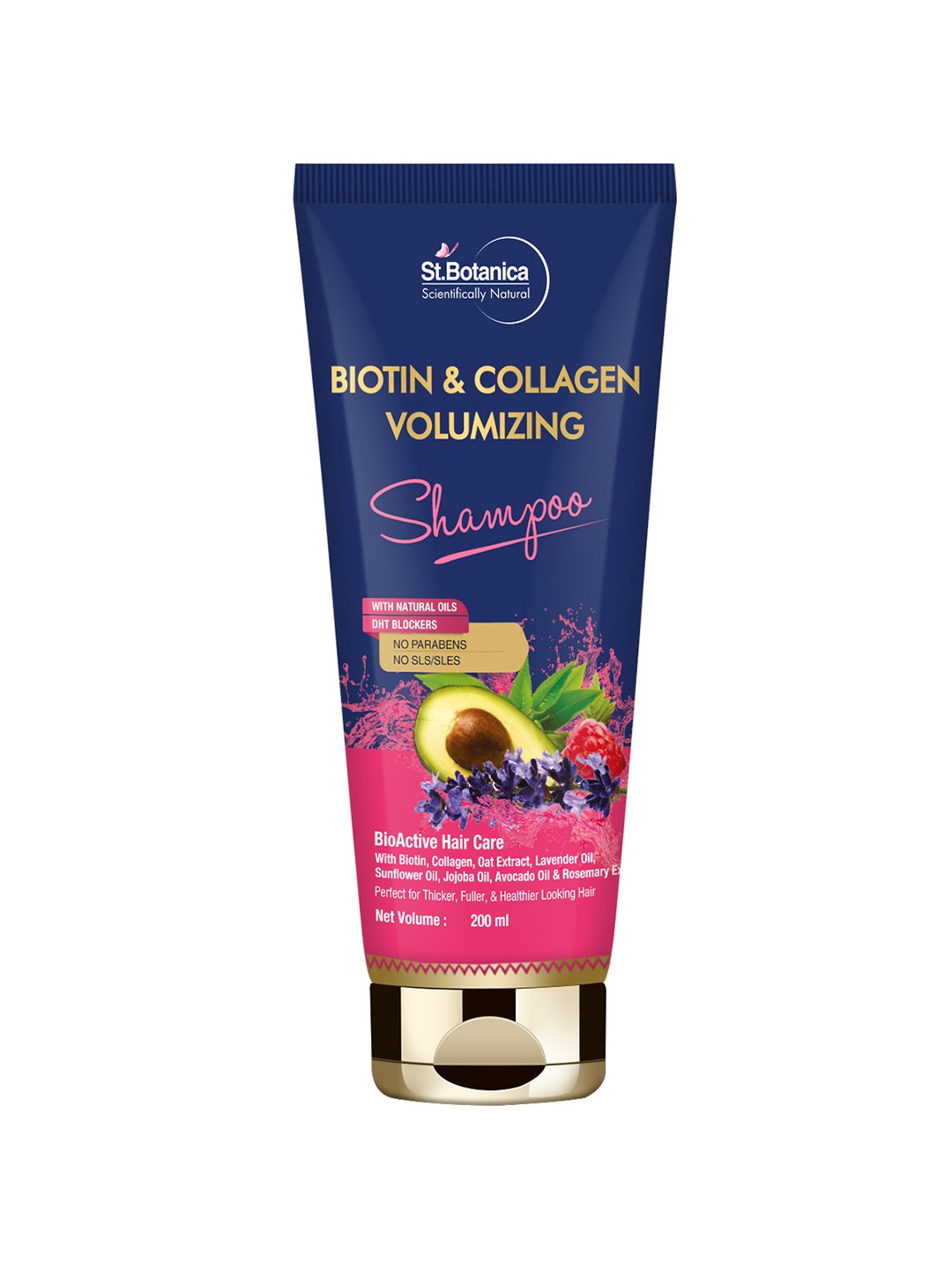 

St.Botanica Unisex Biotin & Collagen Volumizing Hair Shampoo 200 ml, Blue