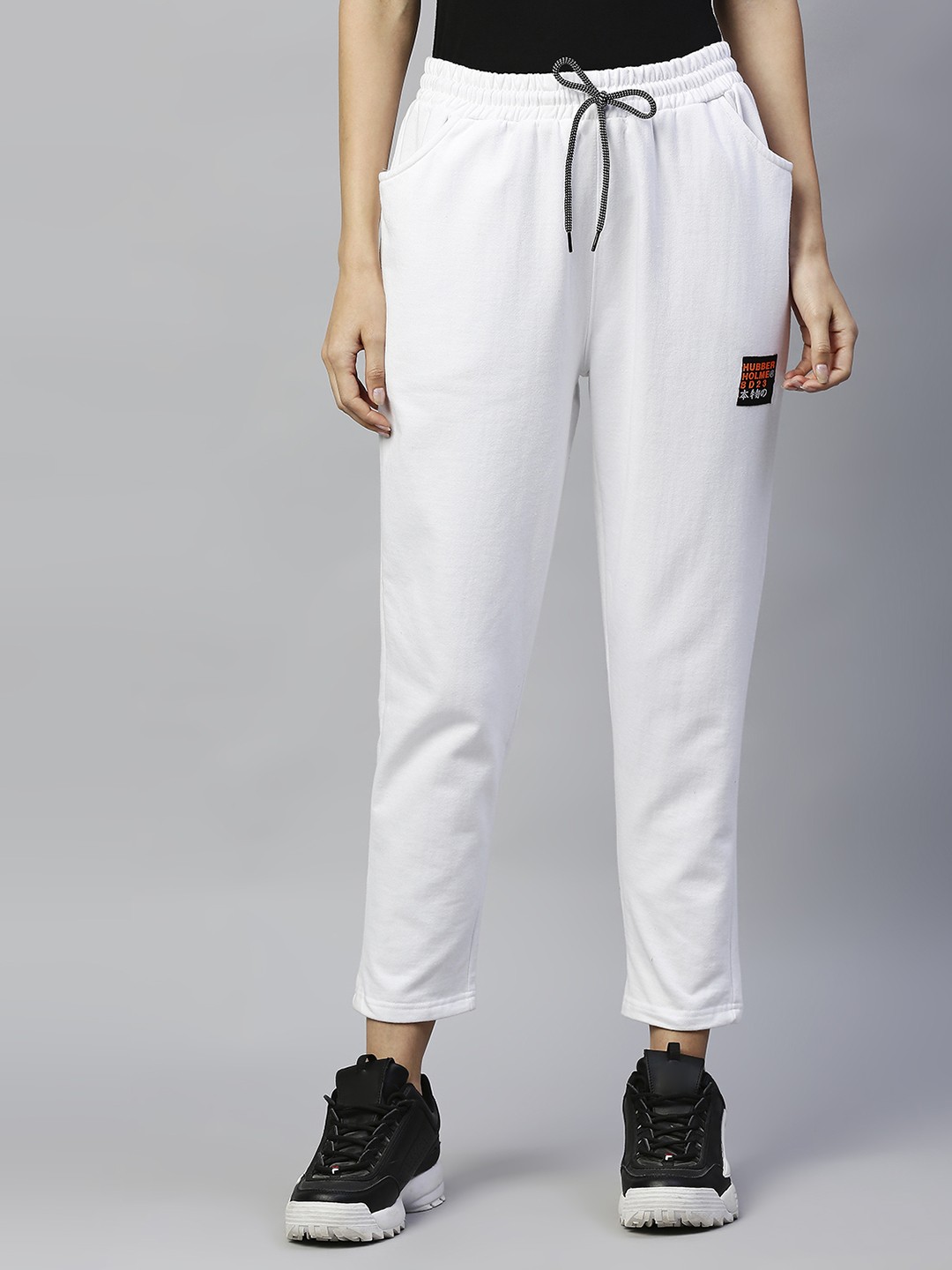 

Hubberholme Women White Solid Track Pants