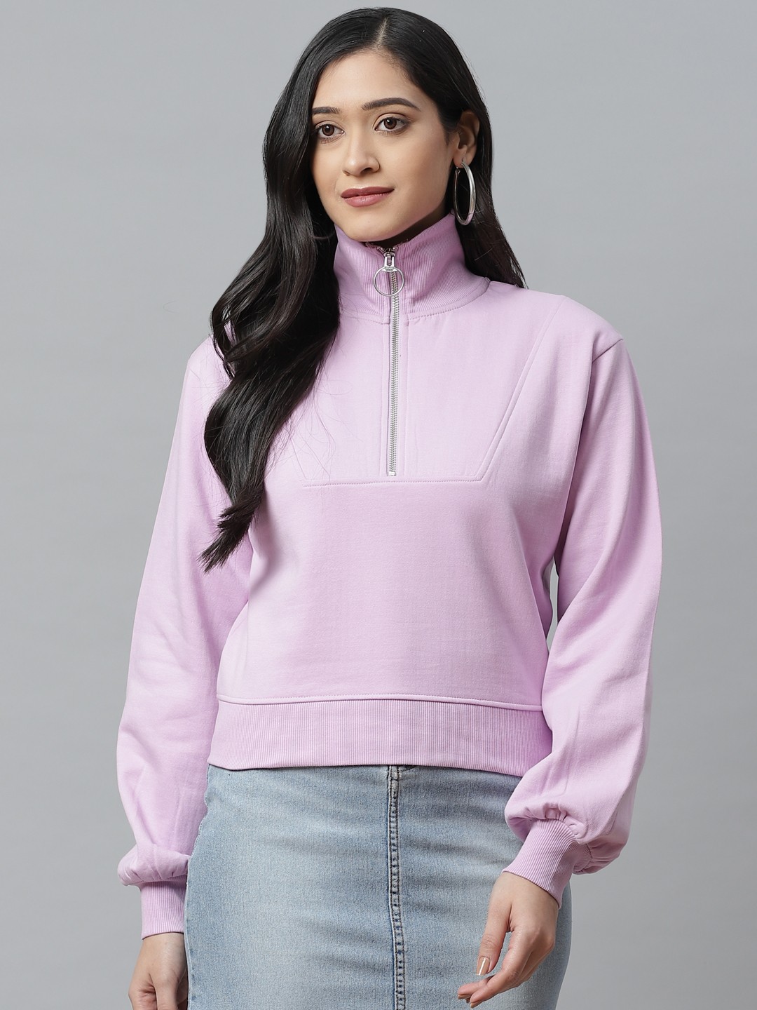 

VividArtsy Women Lavender Solid Sweatshirt