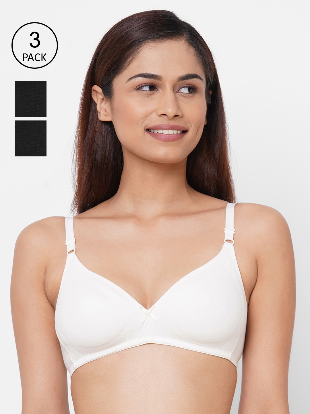 

Inner Sense Pack of 3 Solid Non-Wired Non Padded Everyday Bra ISB099, White