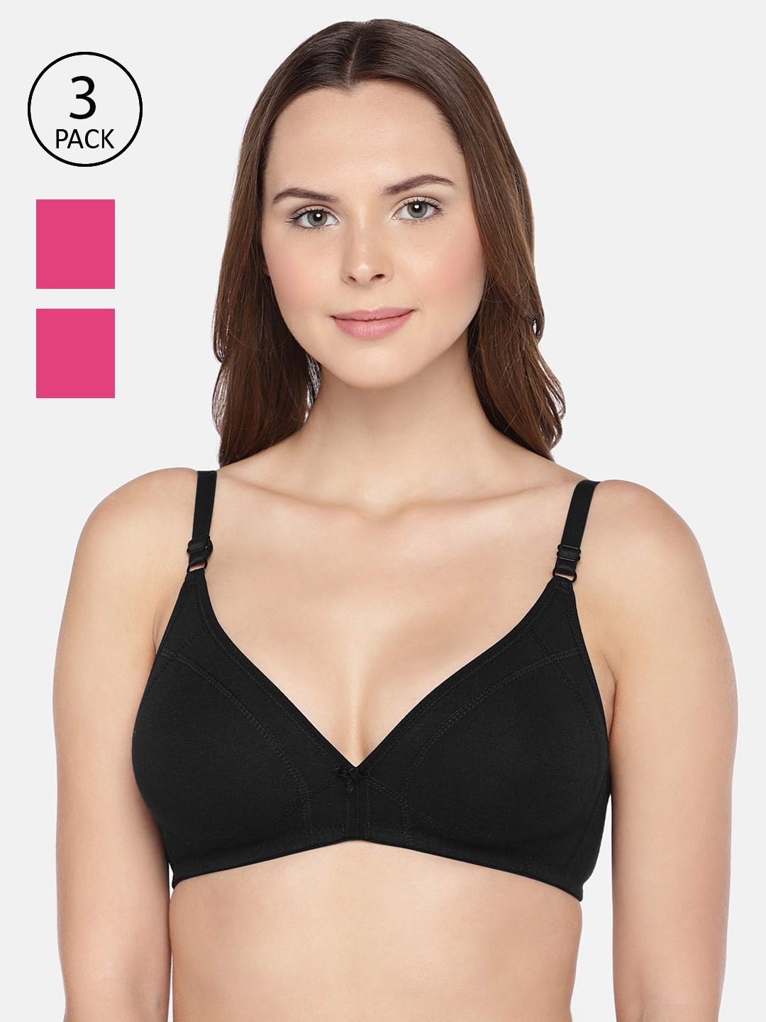 

Inner Sense Pack of 3 Solid Non-Wired Non Padded Everyday Bra ISB099, Black