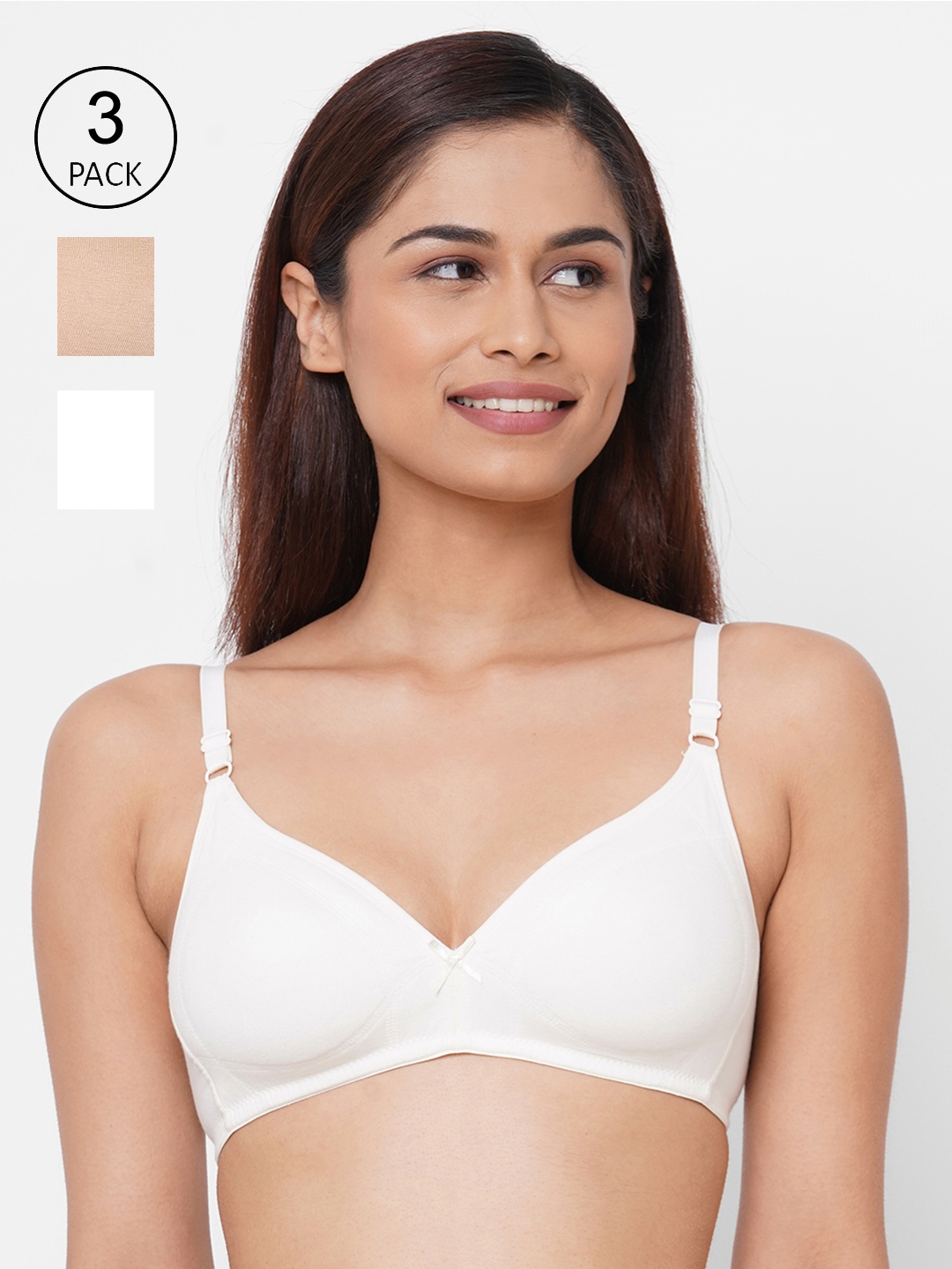 

Inner Sense Pack of 3 Solid Non-Wired Non Padded Everyday Bra ISB099, Beige