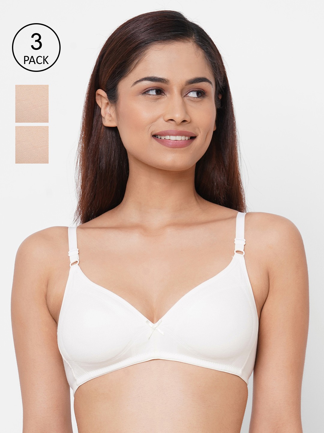 

Inner Sense Pack of 3 Solid Non-Wired Non Padded Everyday Bra ISB099, Beige