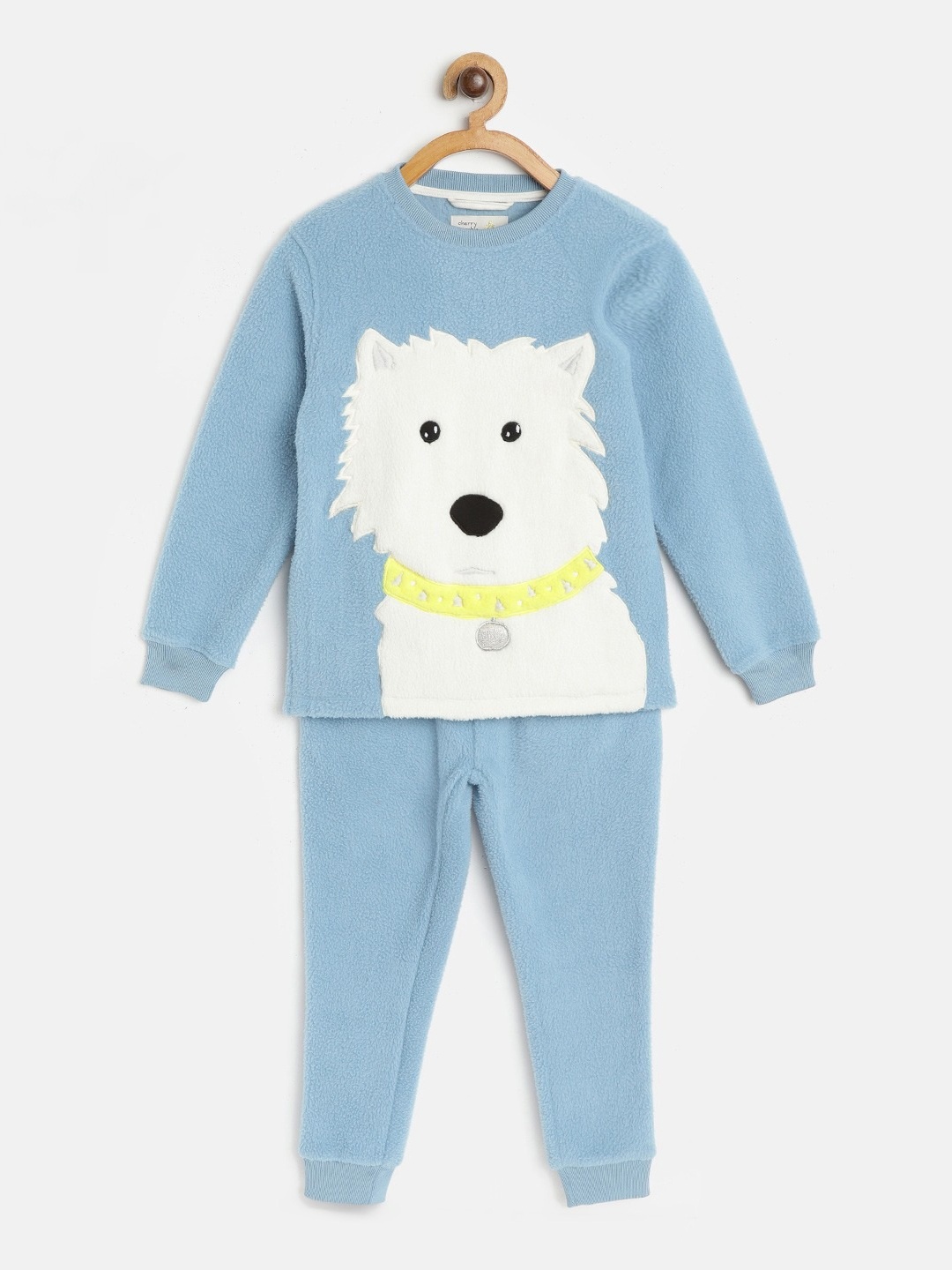 

Cherry Crumble Unisex Kids Blue Solid Night suit
