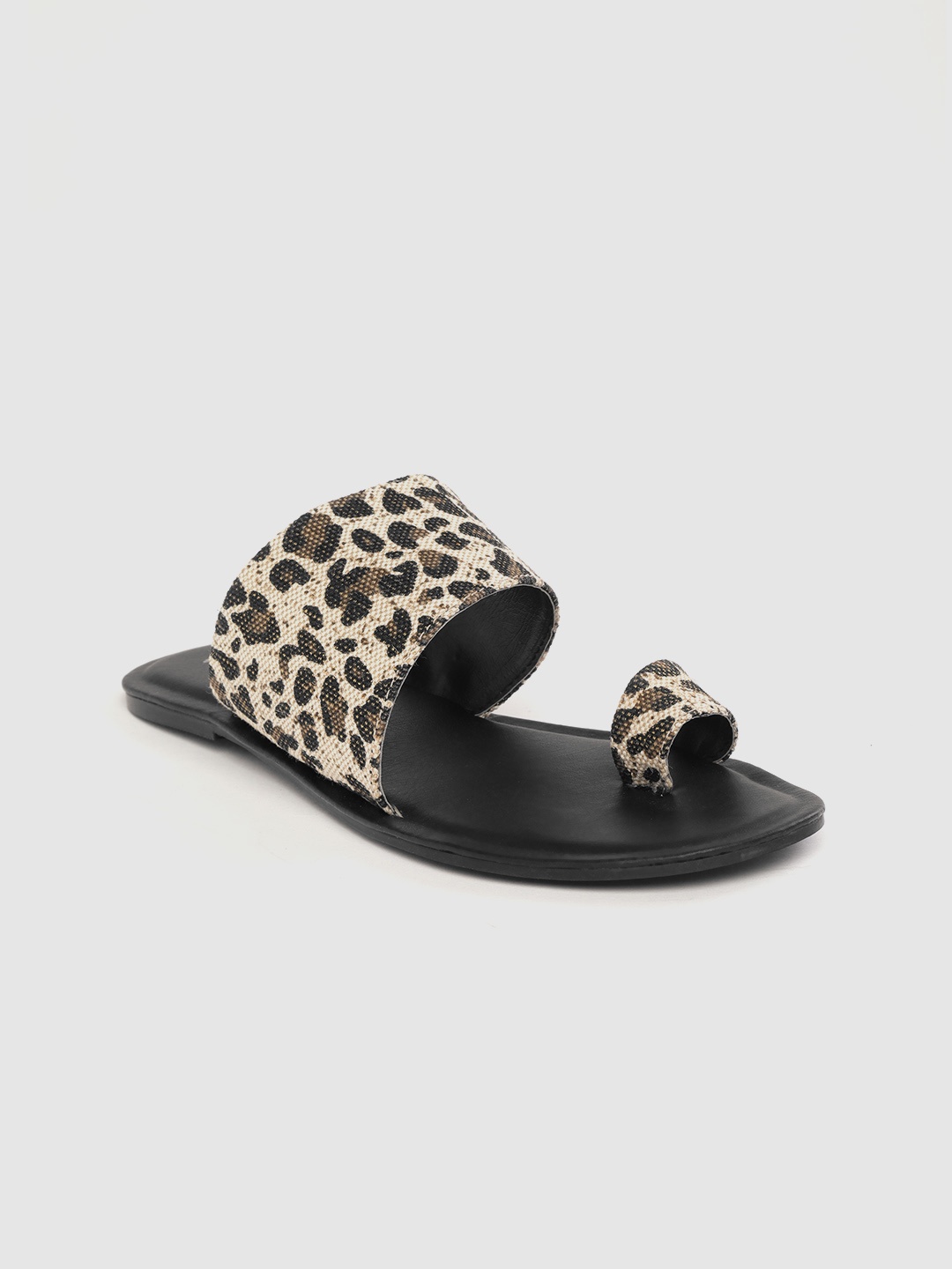 

Lavie Women Beige & Black Leopard Printed One Toe Flats
