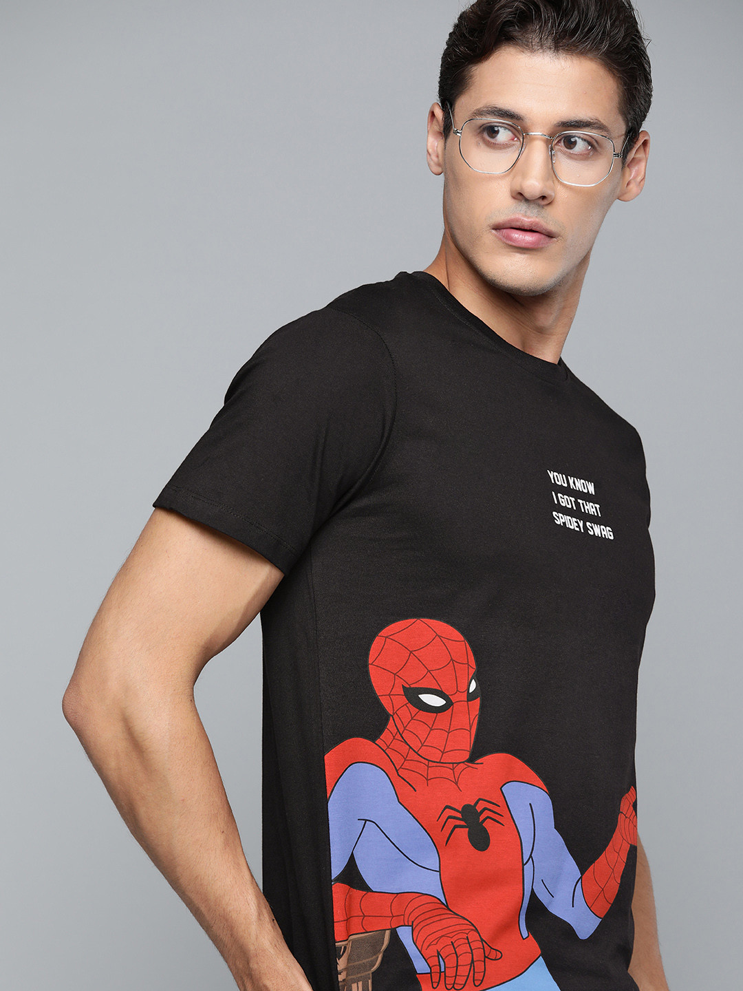 

Kook N Keech Marvel Men Black Red Cotton Spiderman Printed Pure Cotton T-shirt