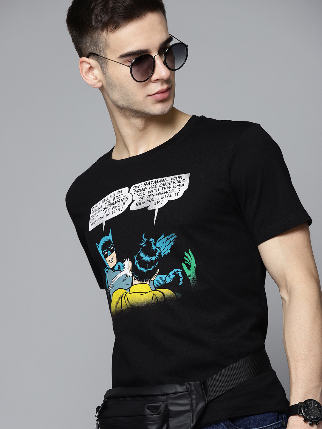 

Kook N Keech Batman Men Black & White Cotton Printed T-shirt