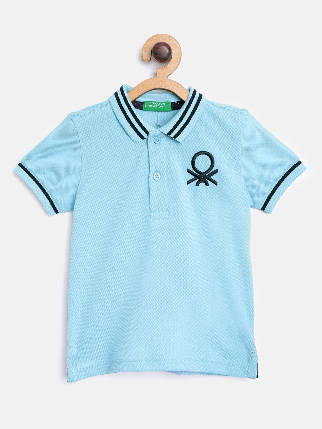 

United Colors of Benetton Boys Blue Solid Polo Collar T-shirt