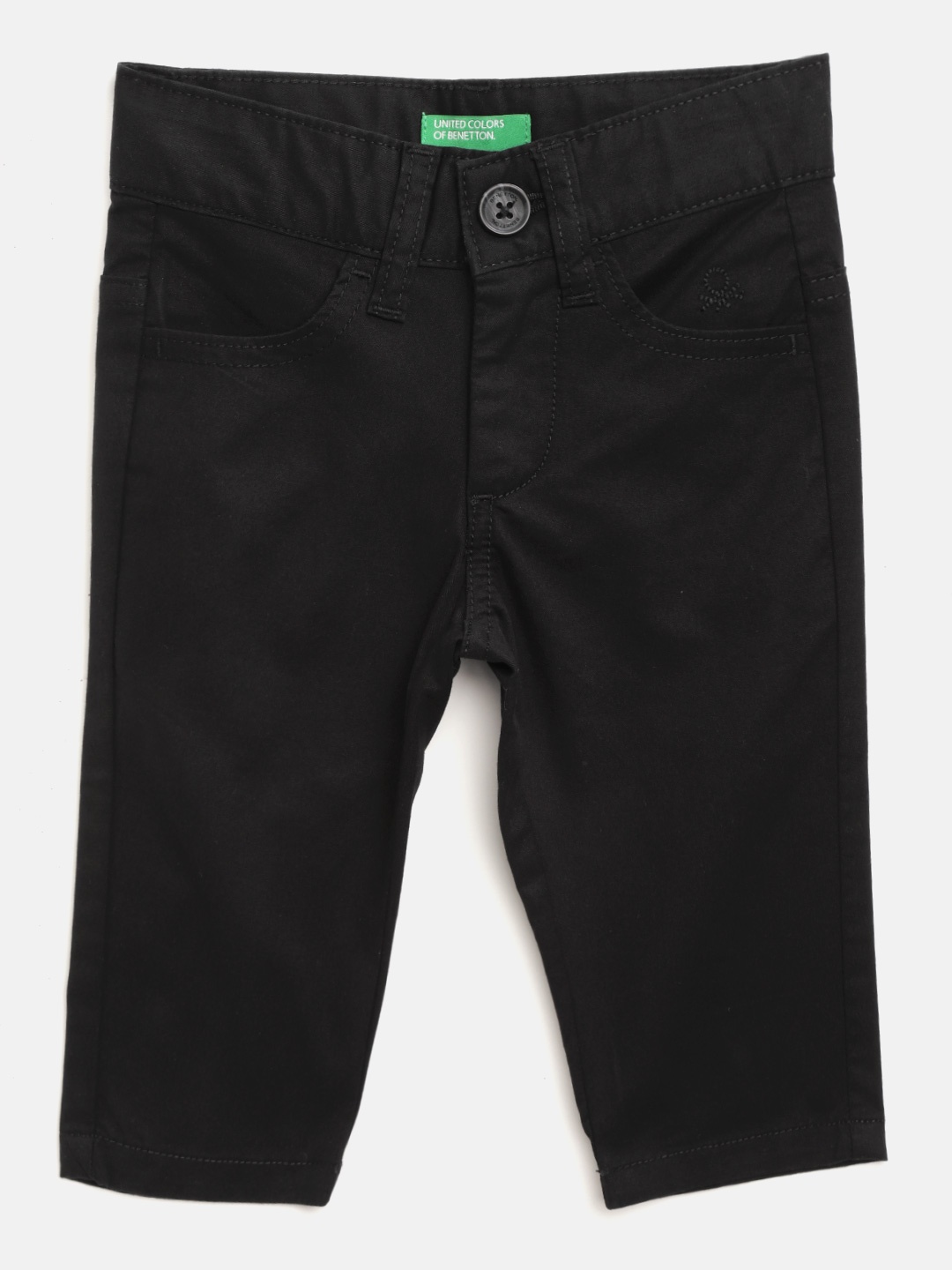 

United Colors of Benetton Boys Black Regular Fit Solid Trousers