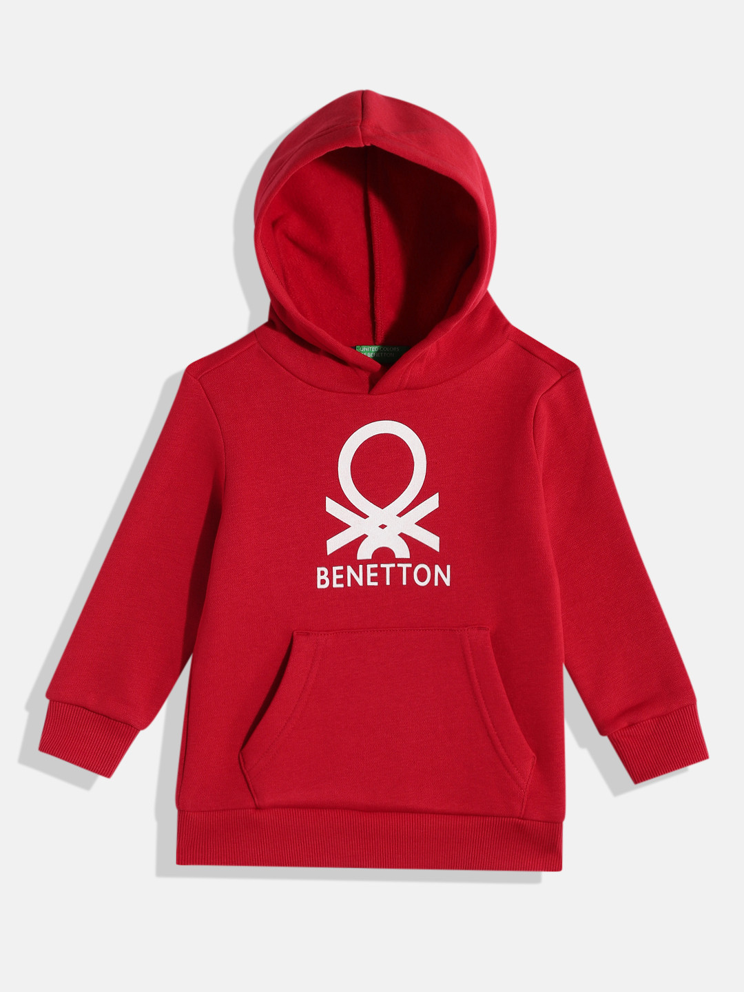 

United Colors of Benetton Boys Maroon Brand Logo Print Hooded Sweatshirt