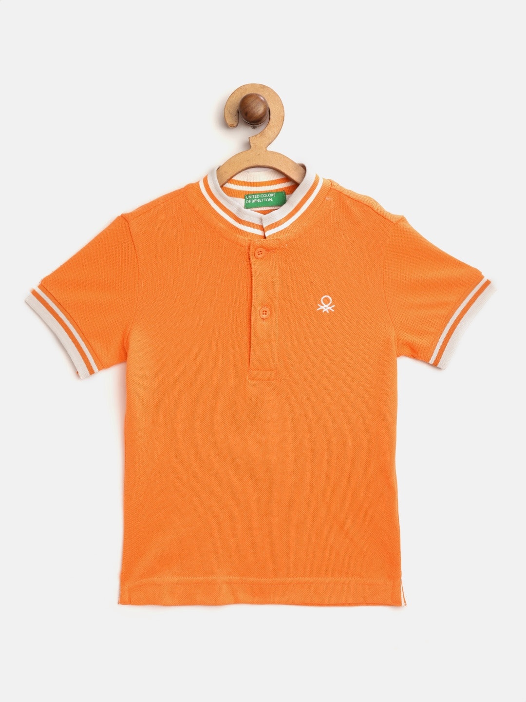 

United Colors of Benetton Boys Orange Solid Polo Collar T-shirt
