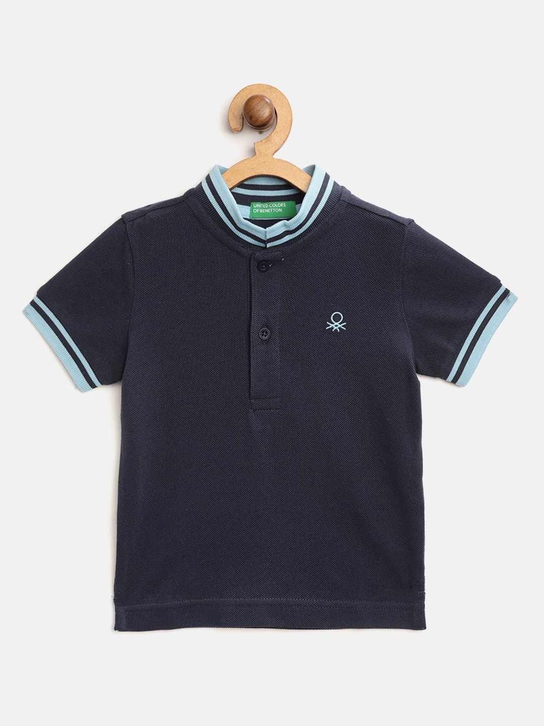 

United Colors of Benetton Boys Navy Blue Solid Polo Collar T-shirt