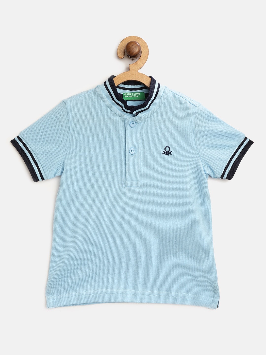 

United Colors of Benetton Boys Blue Solid Polo Collar T-shirt