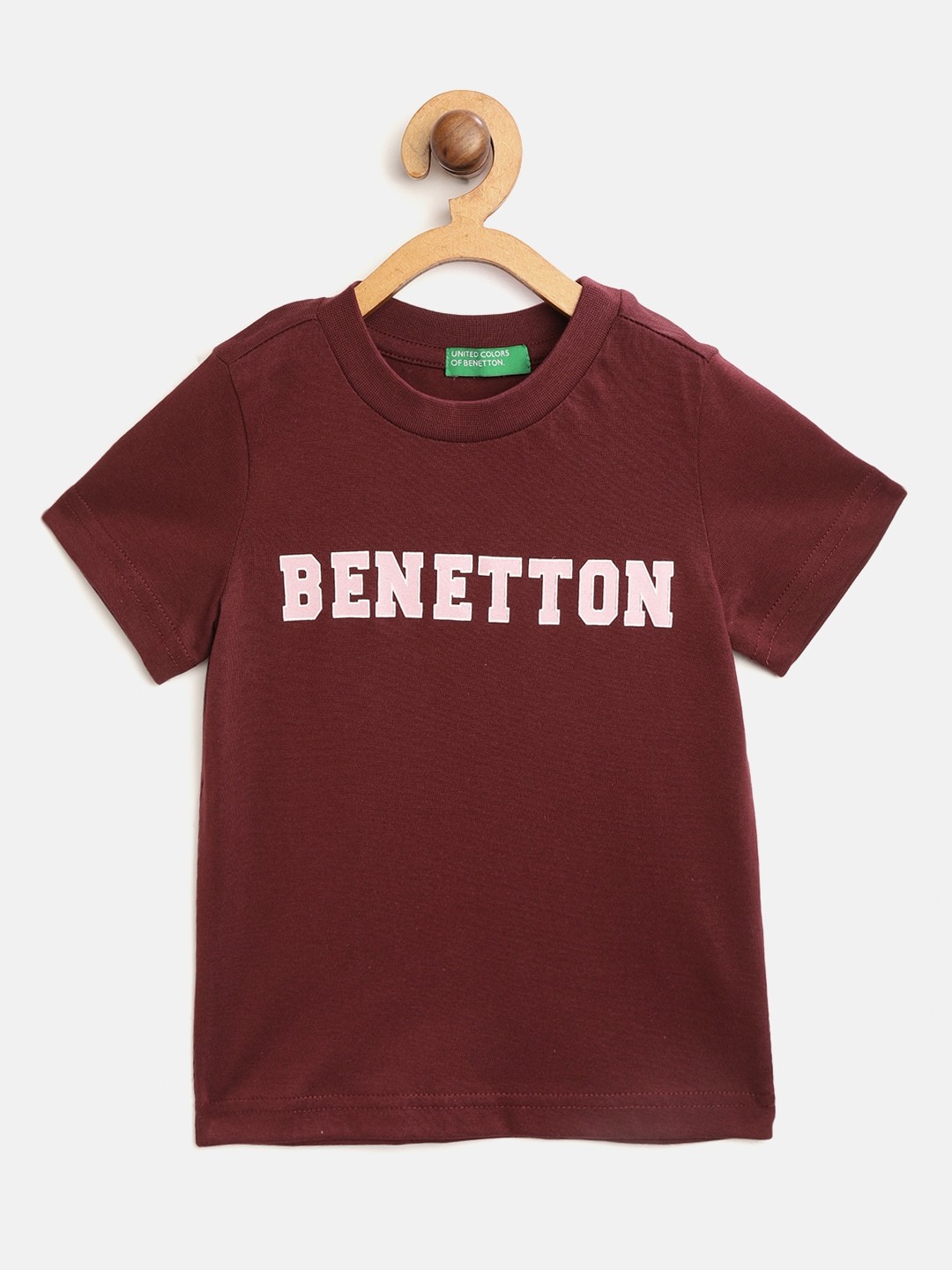 

United Colors of Benetton Boys Burgundy Brand Logo Print Round Neck T-shirt