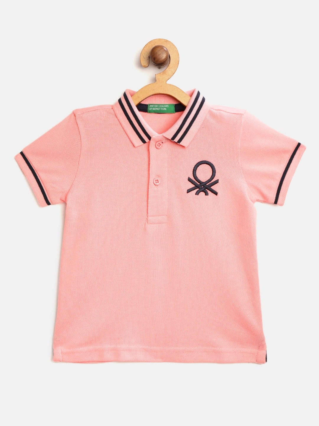 

United Colors of Benetton Boys Pink Solid Polo Collar T-shirt