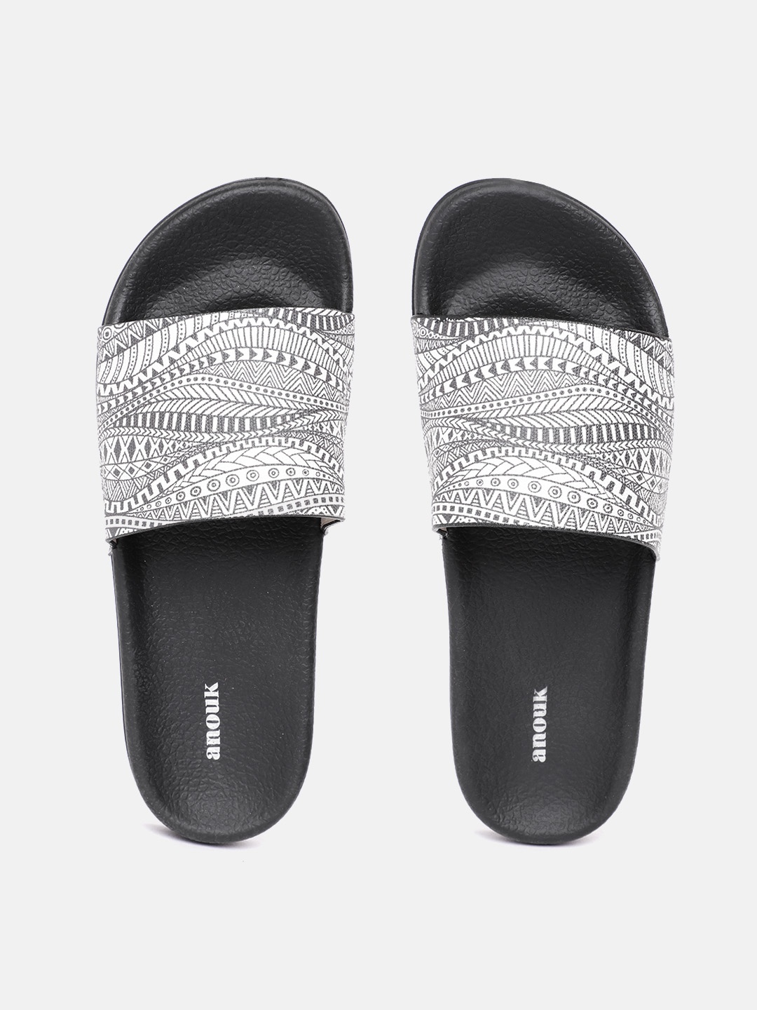 

Anouk Women White & Black Tribal Print Handmade Sliders