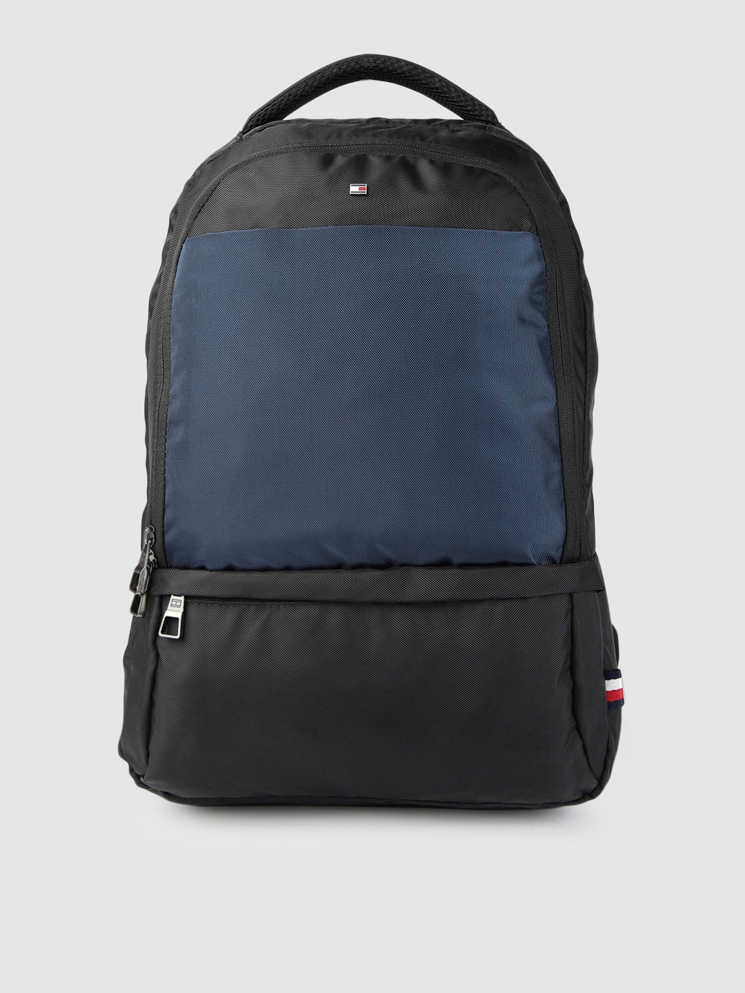 

Tommy Hilfiger Unisex Black & Navy Blue Colourblocked Backpack