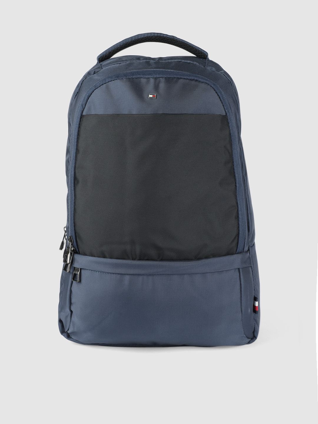 

Tommy Hilfiger Unisex Navy Blue & Black Colourblocked Backpack