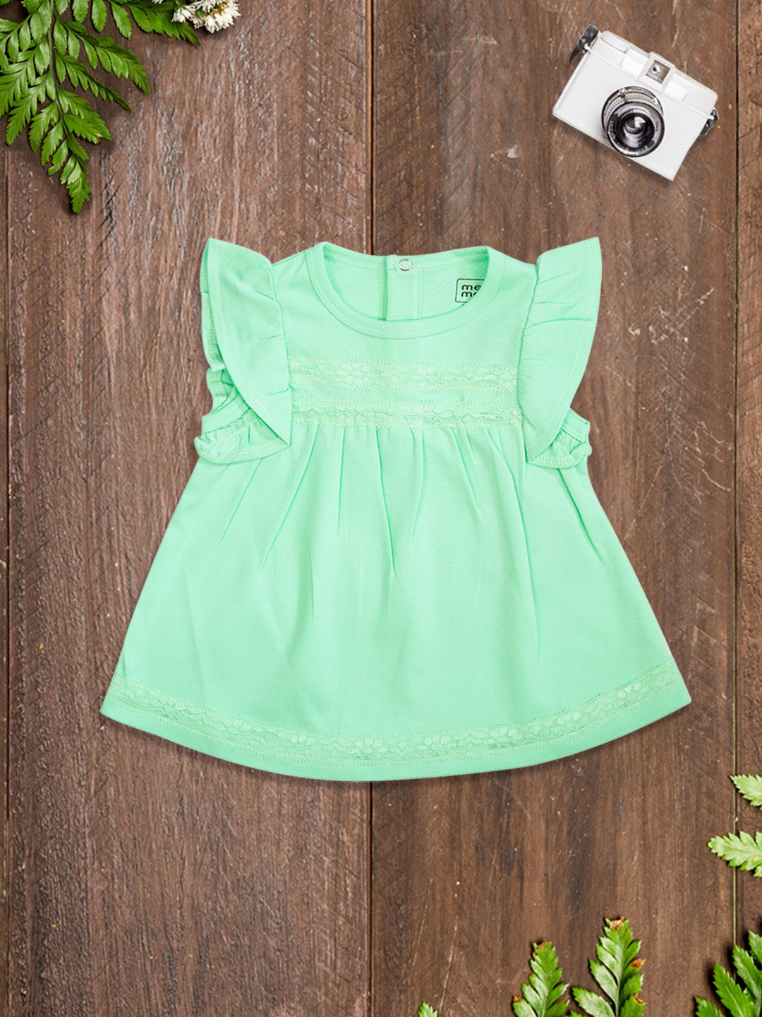 

MeeMee Girls Green Solid A-Line Dress