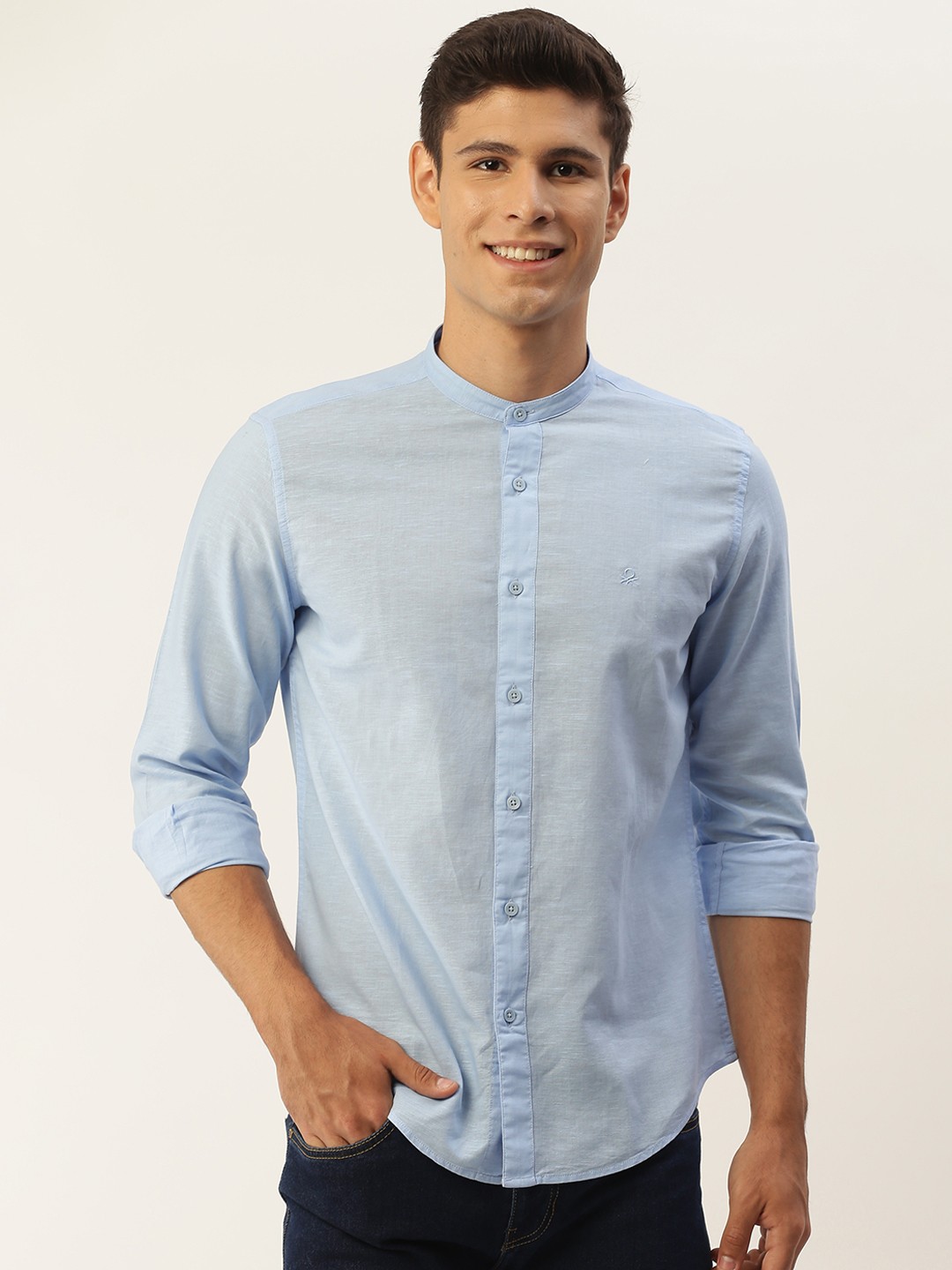 

United Colors of Benetton Men Blue Slim Fit Casual Shirt