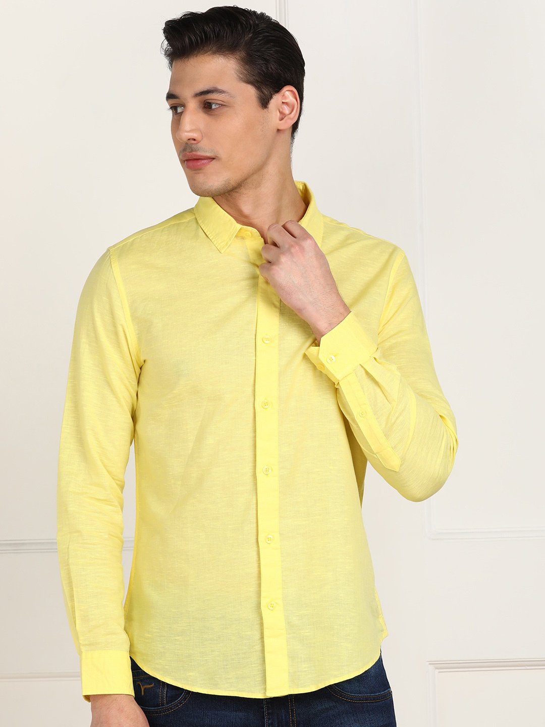 

United Colors of Benetton Men Yellow Slim Fit Casual Shirt