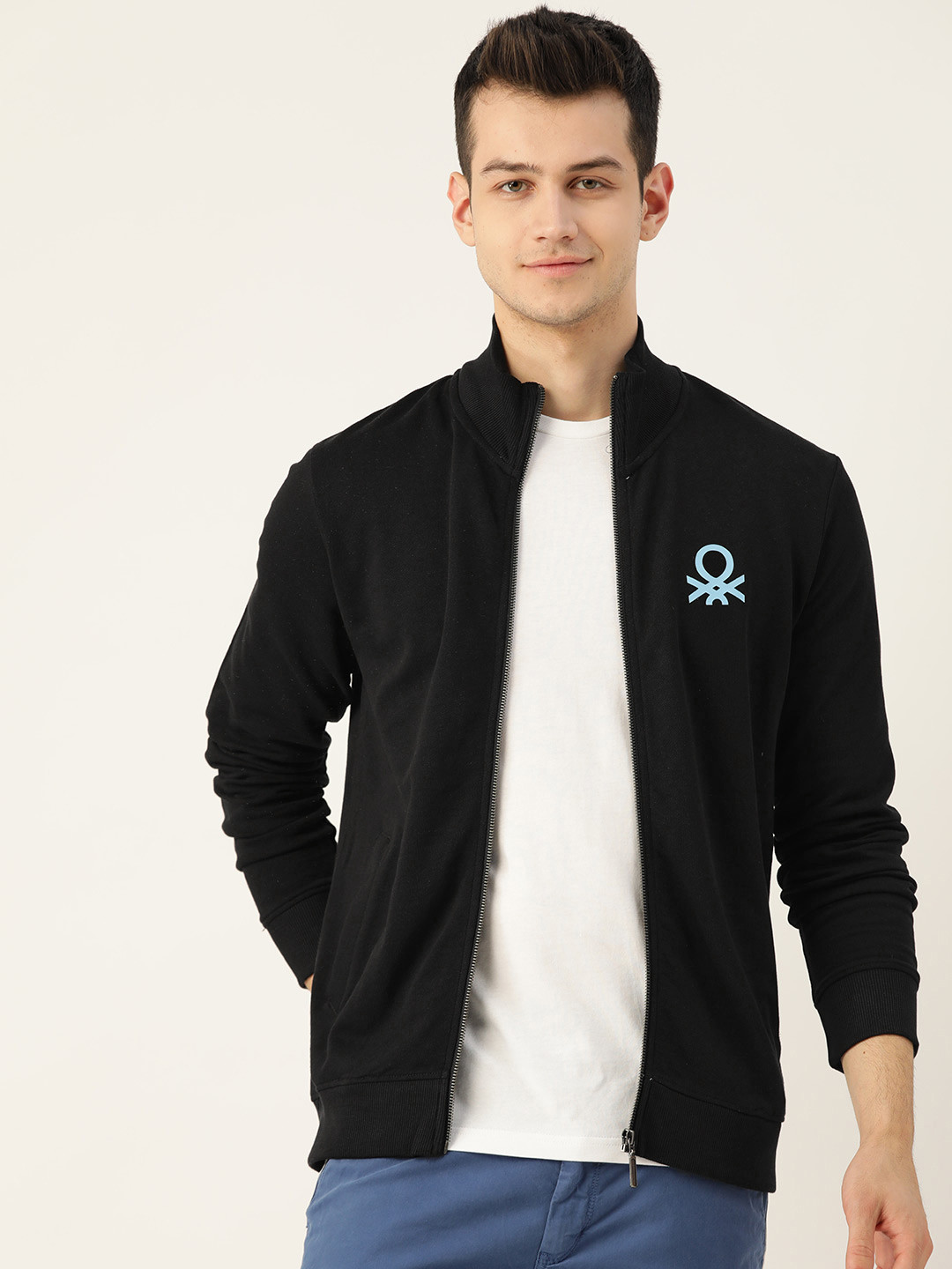 

United Colors of Benetton Men Black Slim Fit Solid Sweatshirt
