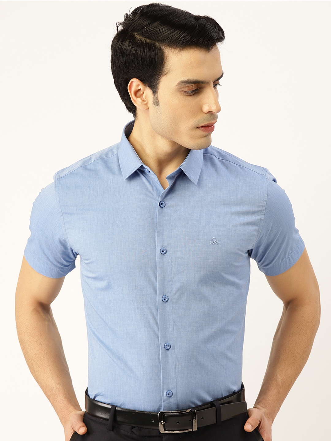 

United Colors of Benetton Men Blue Slim Fit Formal Shirt