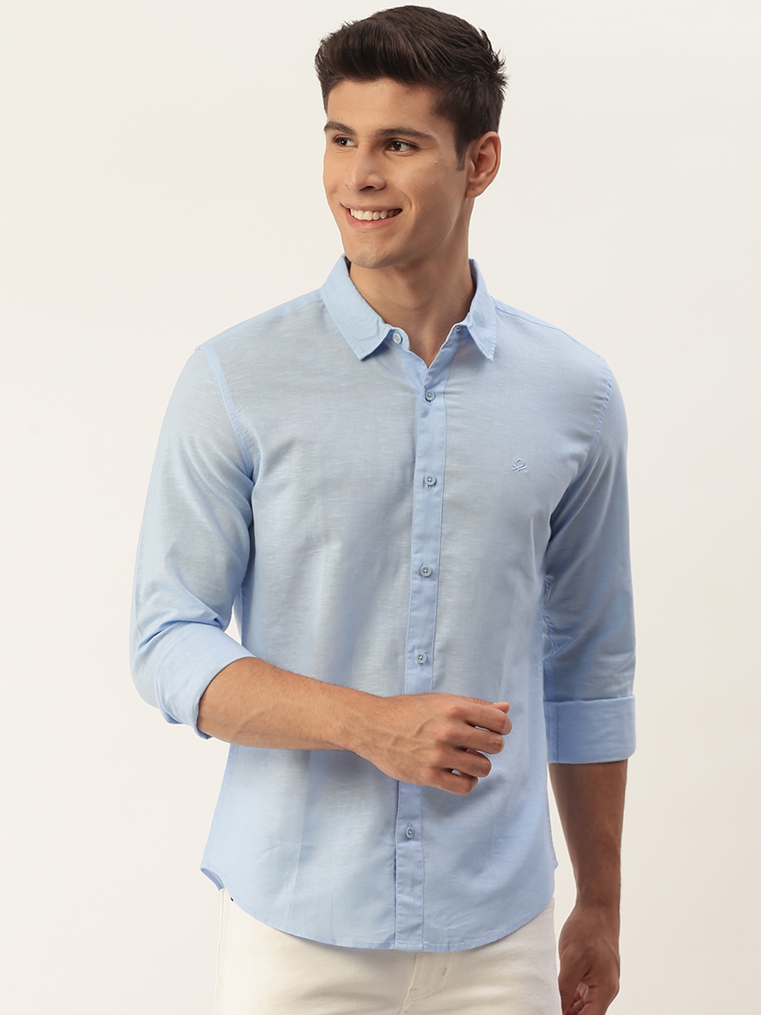 

United Colors of Benetton Men Blue Slim Fit Casual Shirt