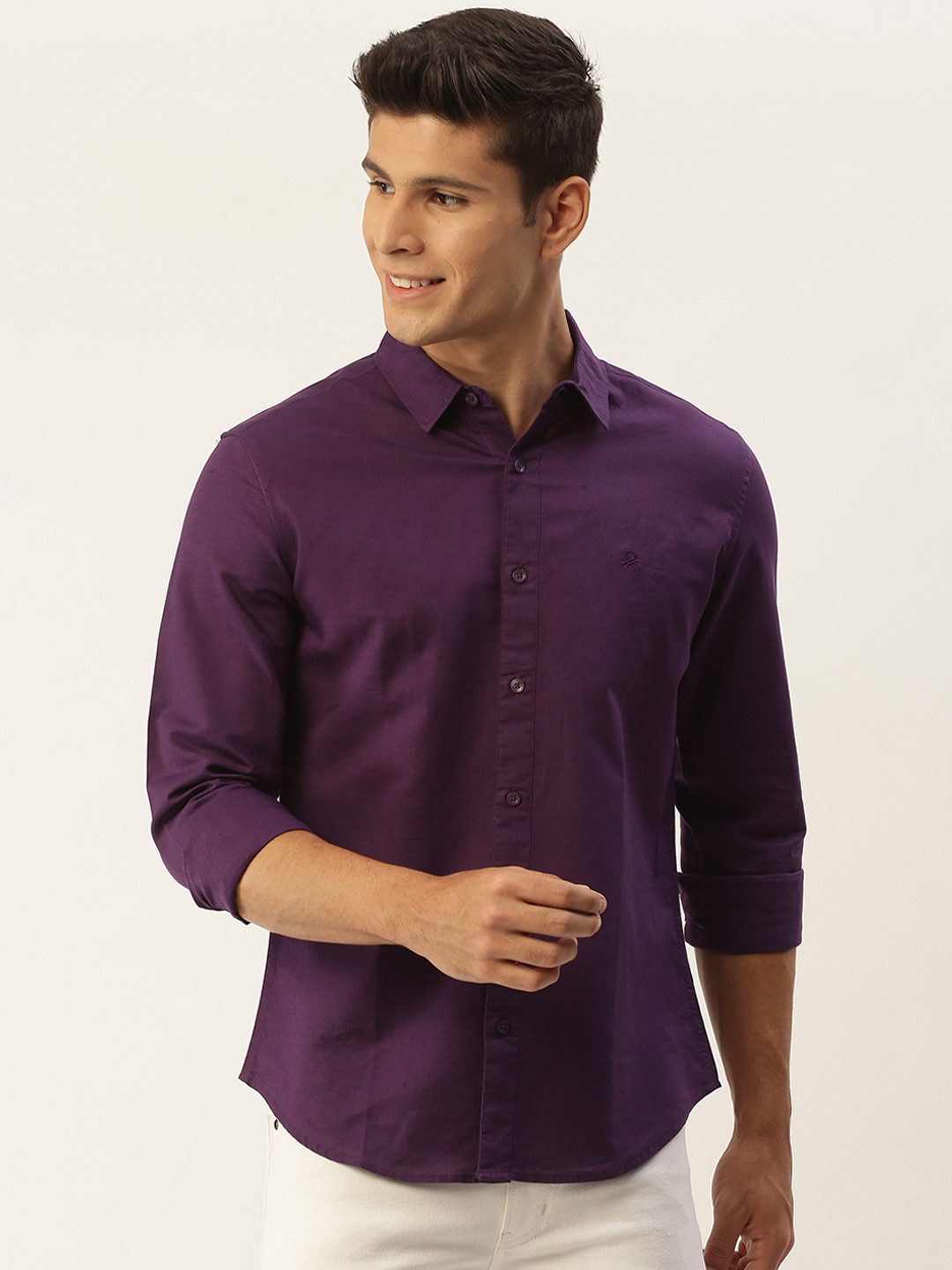 

United Colors of Benetton Men Purple Slim Fit Casual Shirt