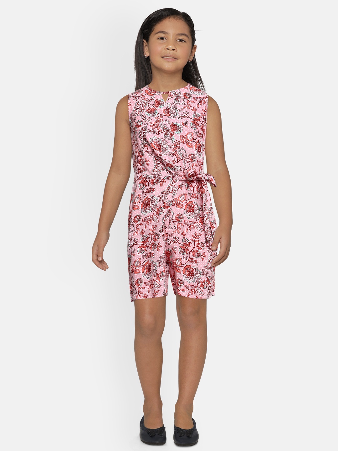 

Global Desi Girls Pink Printed Basic Jumpsuit
