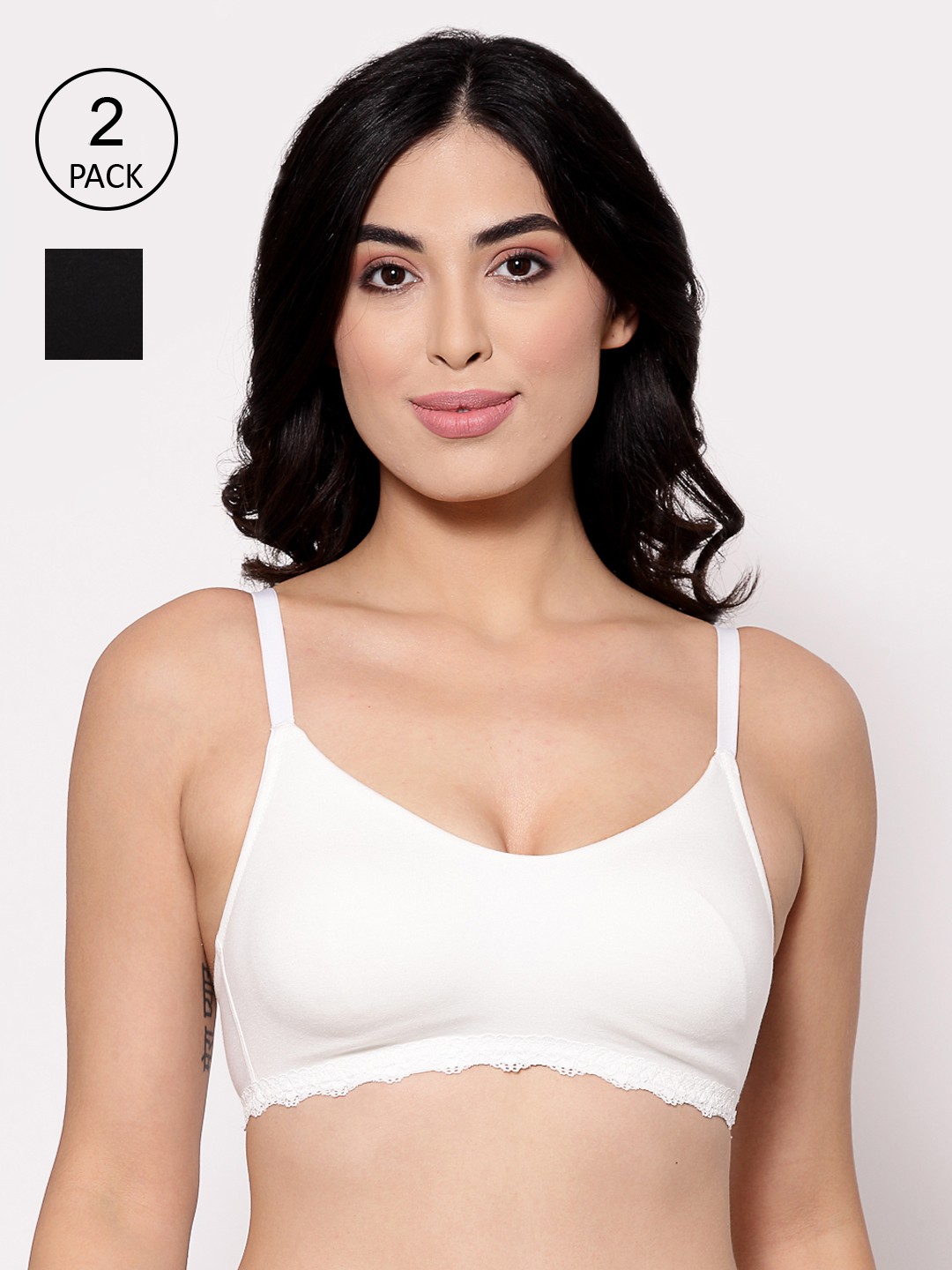 

Inner Sense Black & White Pack of 3 Everyday Sustainable Bra ISB054-Milky White_Milky White_Black