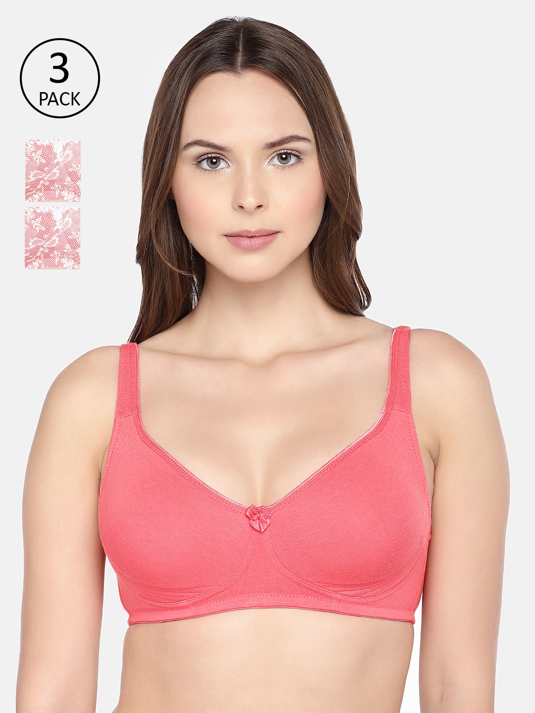 

Inner Sense Pack of 3 Organic Cotton Antimicrobial Seamless Side Support Bra ISB057, Multi