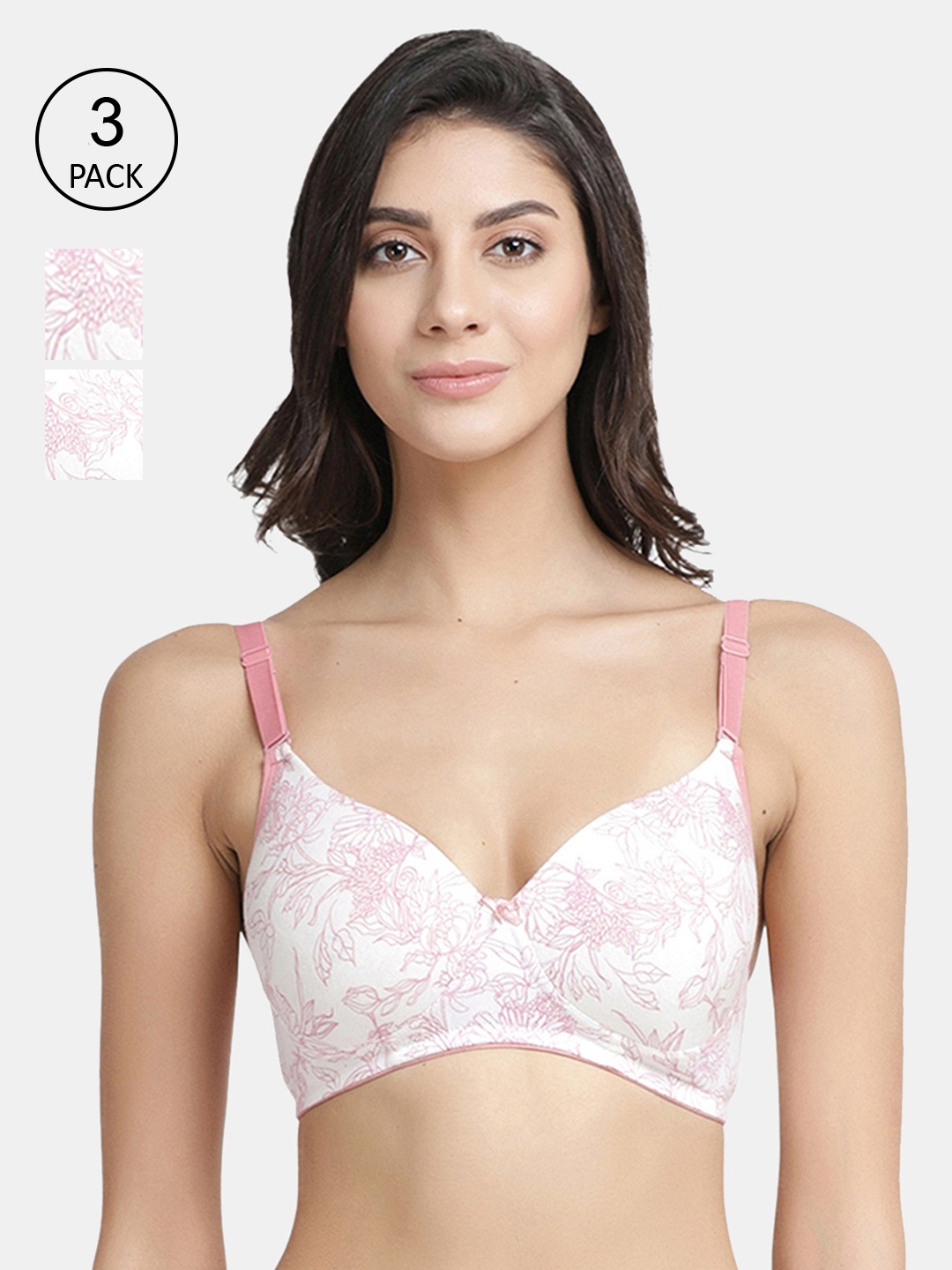 

Inner Sense Pack of 3 Organic Cotton Antimicrobial Wire-Free Padded Bra ISB068, Pink