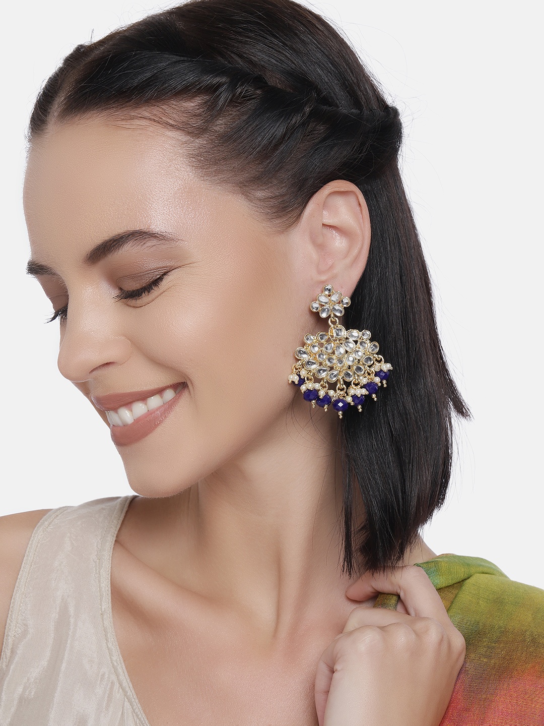 

LAIDA Navy Blue Gold-Plated Classic Handcrafted Chandbalis