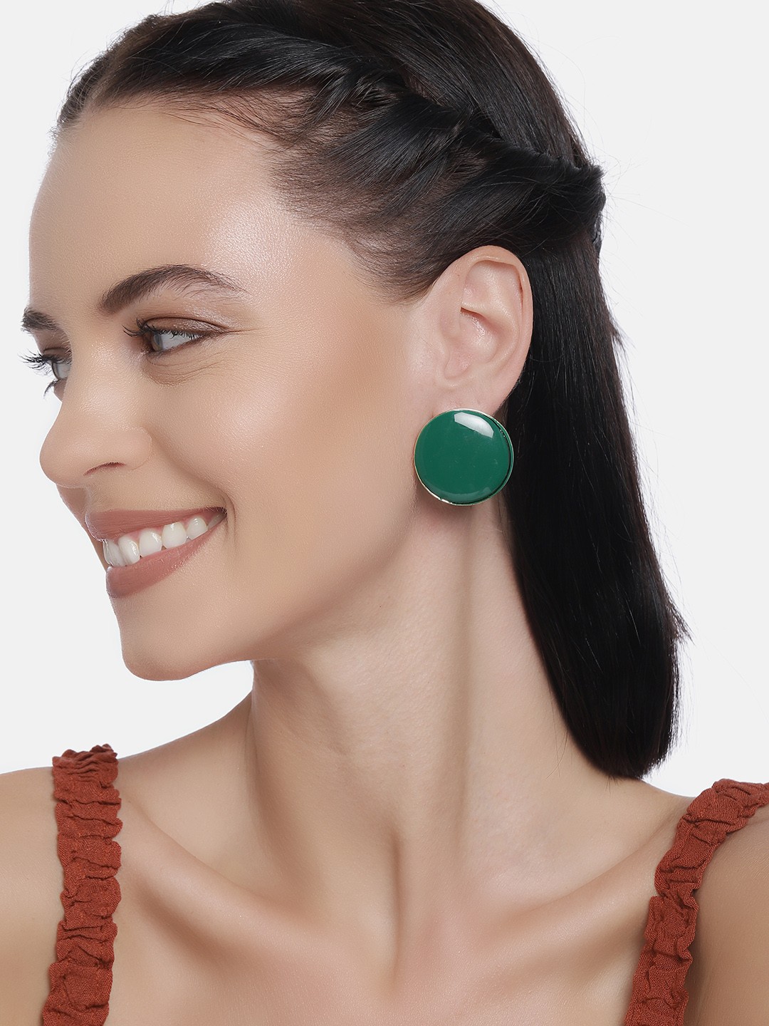 

LAIDA Green Gold-Plated Circular Handcrafted Studs