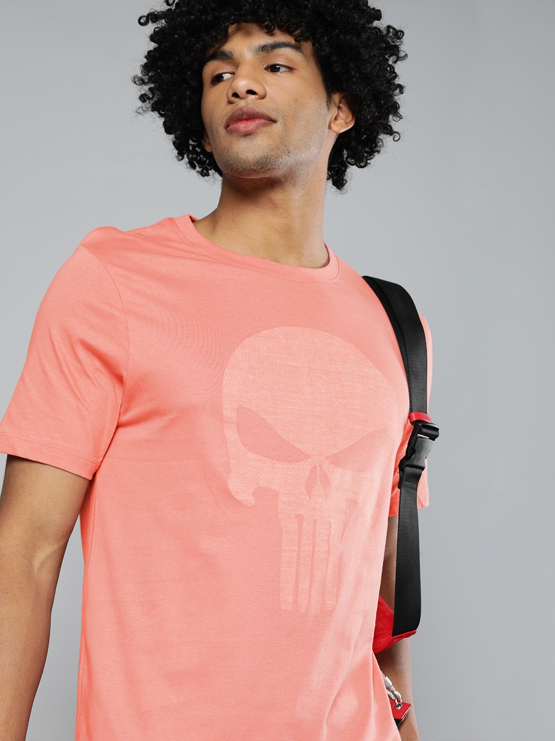 

Kook N Keech Marvel Men Punisher Peach-Coloured Printed Round Neck Pure Cotton T-shirt