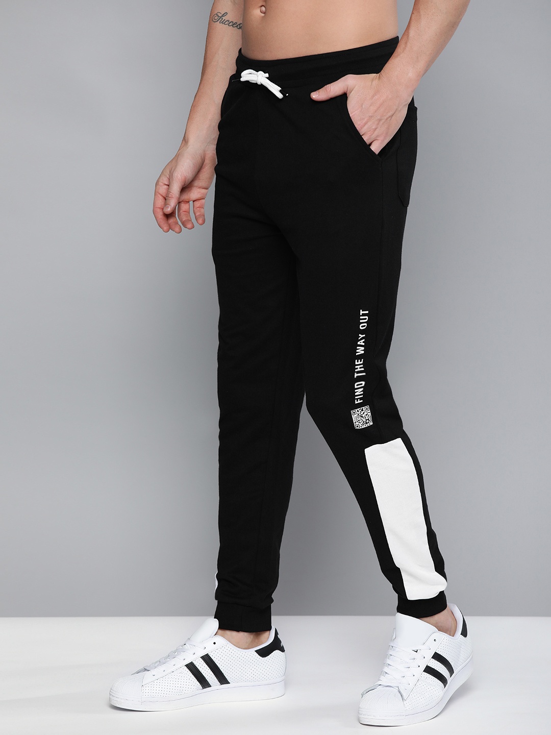 

Kook N Keech Men Black Solid Joggers with Blocked Panel Detail