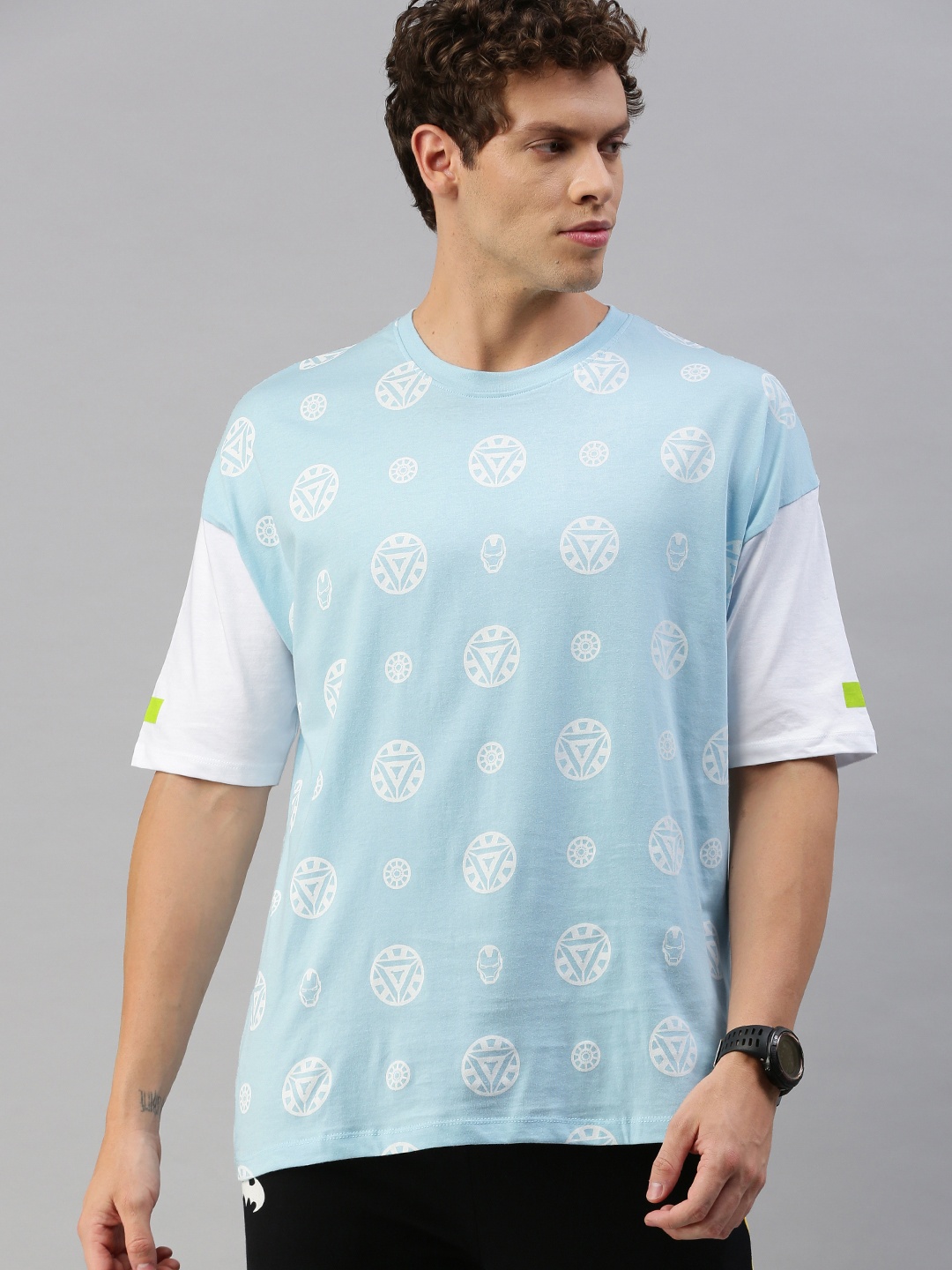 

Kook N Keech Marvel Men Blue White Printed Round Neck Pure Cotton T-shirt