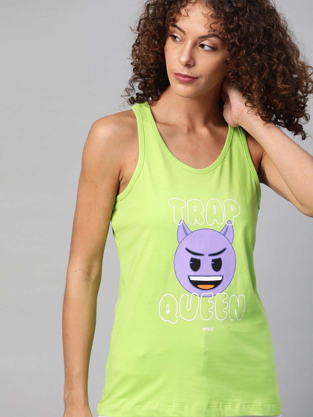 

Kook N Keech Emoji Women Lime Green Printed T-shirt