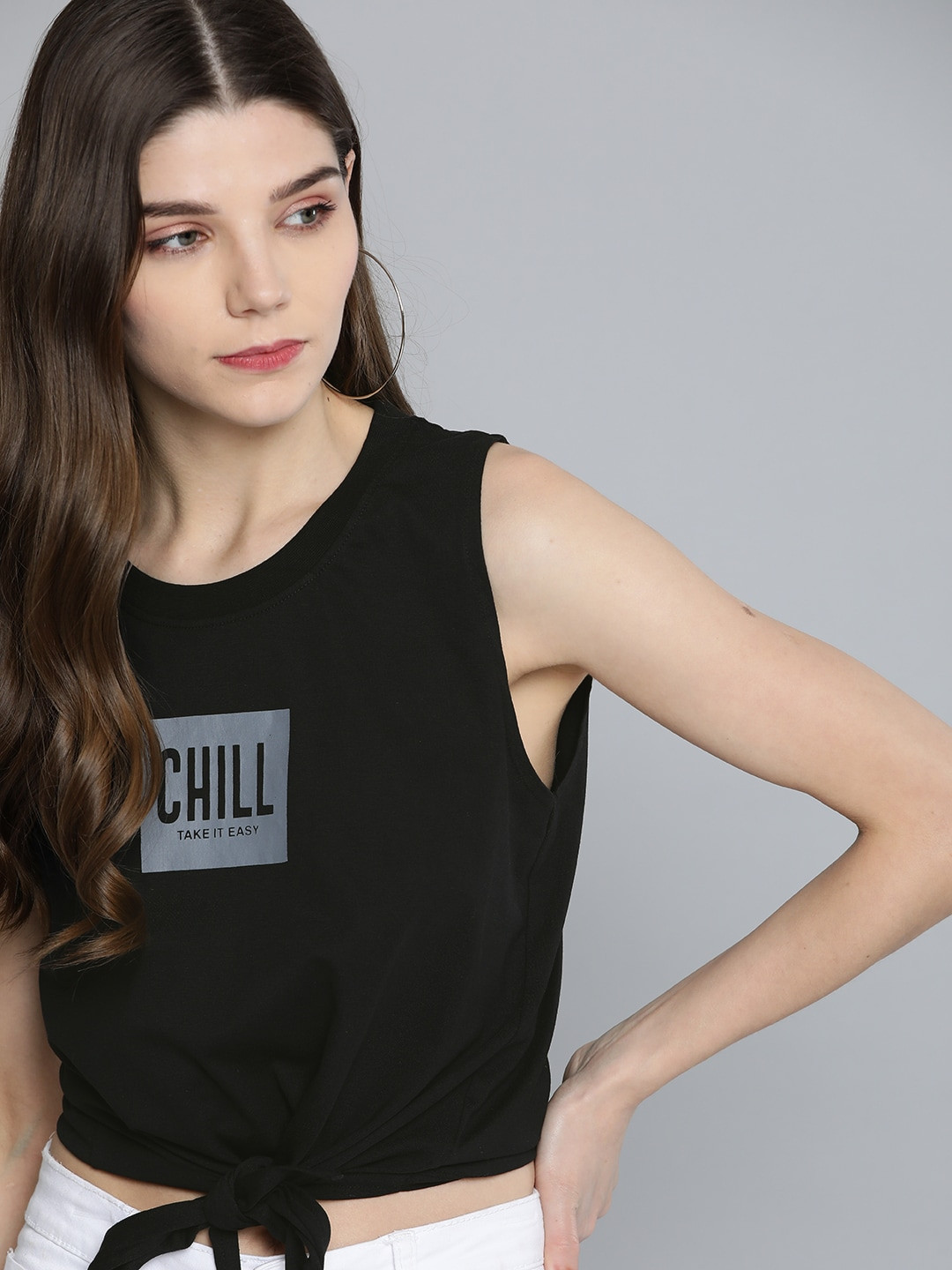 

Kook N Keech Women Black Printed Relaxed Round Neck Pure Cotton T-shirt