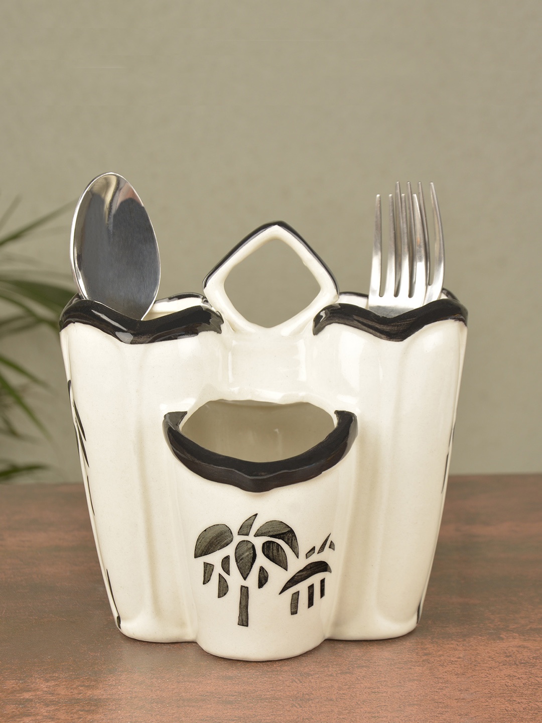 

StyleMyWay White & Black Handmade and Hand Glazed Cutlery Holder