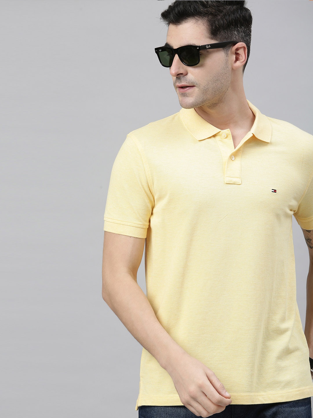 

Tommy Hilfiger Men Yellow Solid Polo Collar T-shirt