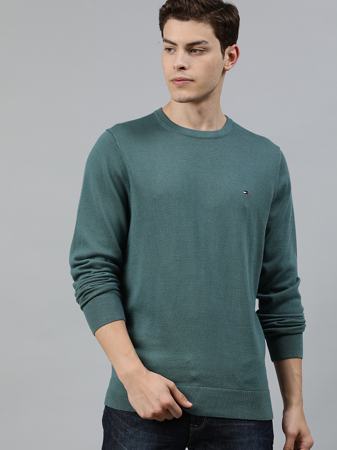 

Tommy Hilfiger Men Blue Solid Pullover Sweater