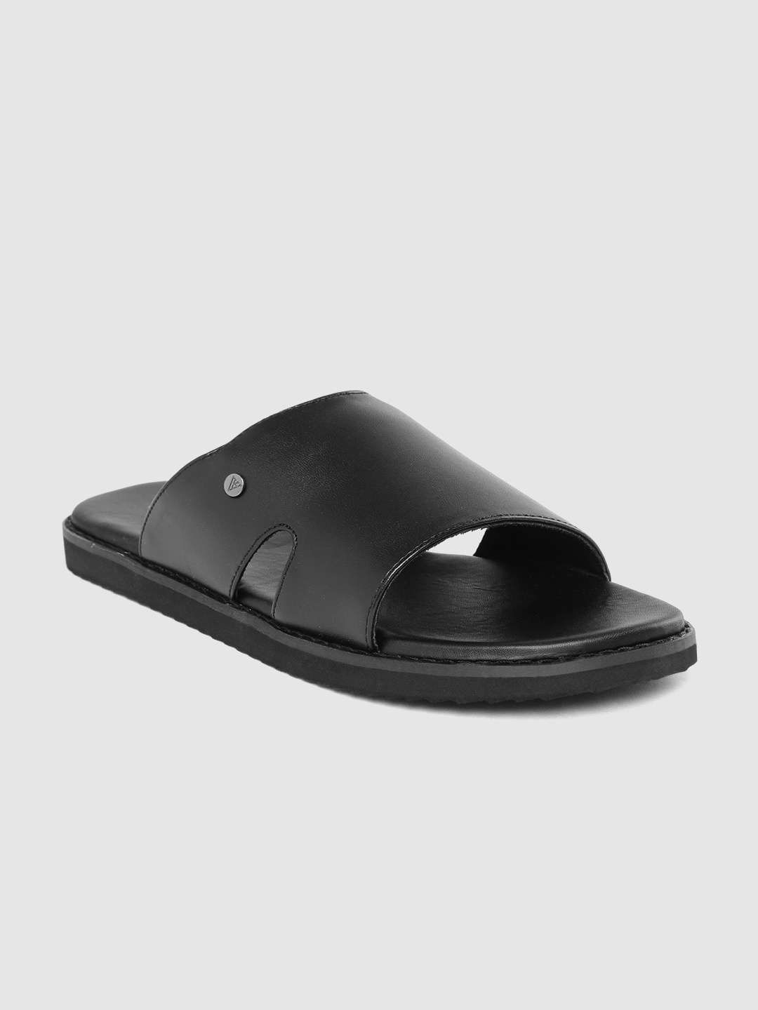 

Van Heusen Men Black Solid Comfort Sandals with Cut Out Detail