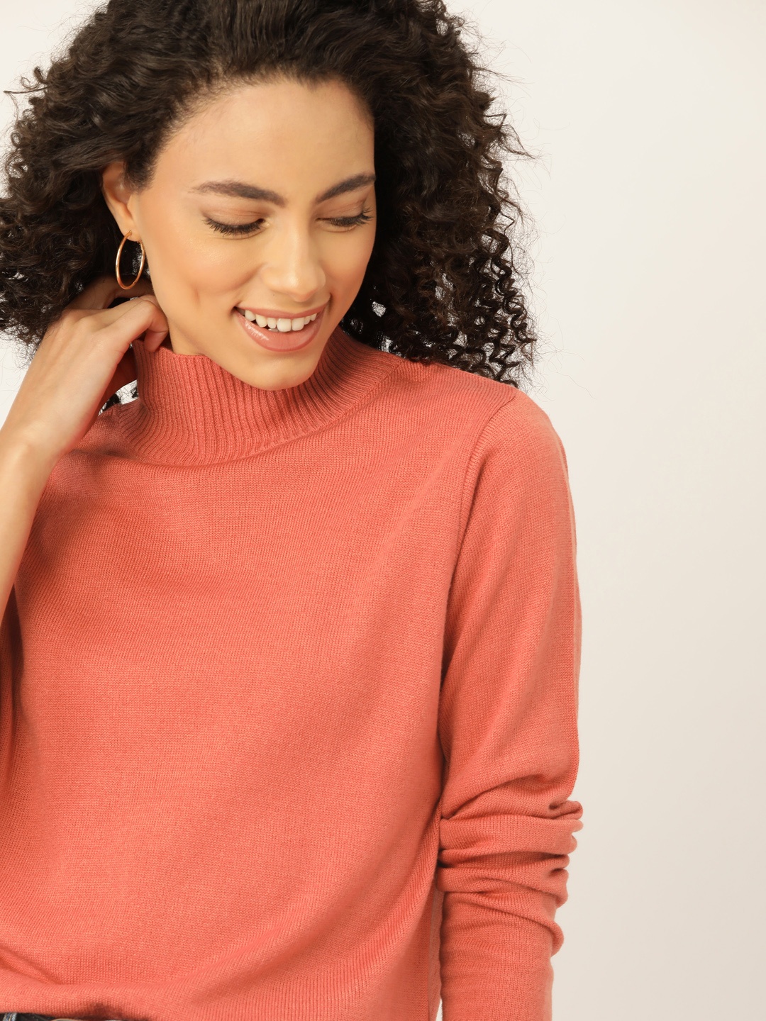 

DressBerry Women Dusty Pink Solid Pullover Sweater